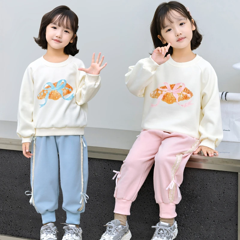 女童春装套装新款洋气女宝宝春秋时髦卫衣两件套中小童休闲衣服潮