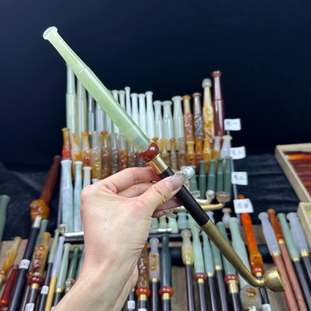 纯手工老式旱烟袋总长约37公分左右黄铜加长锅头内径2.1长短可定