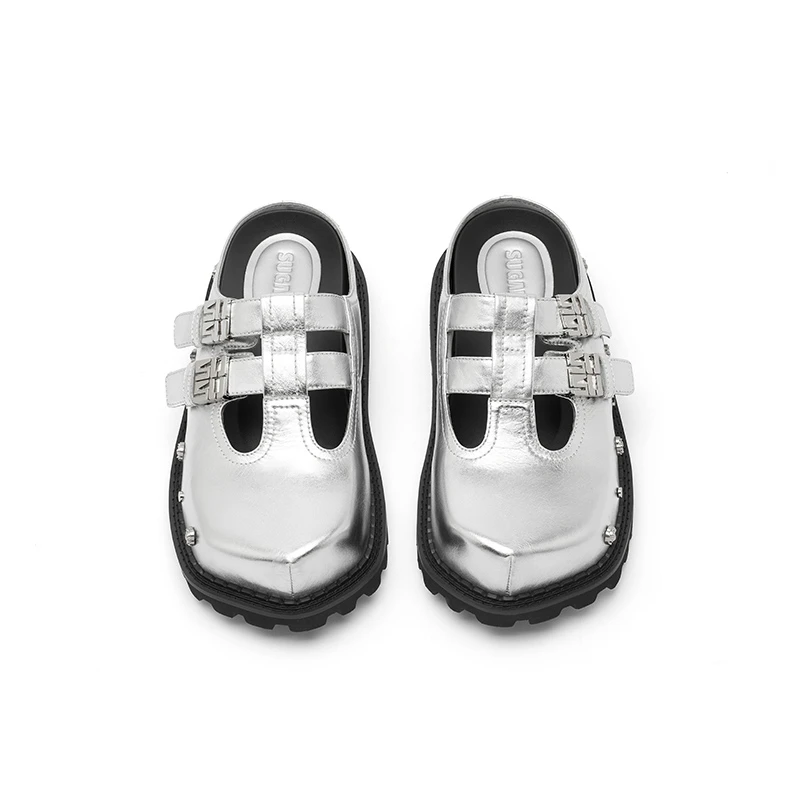 SugarSu/酥履24年春夏新款荆棘休闲时尚玫瑰钉勃肯包头增高春季拖