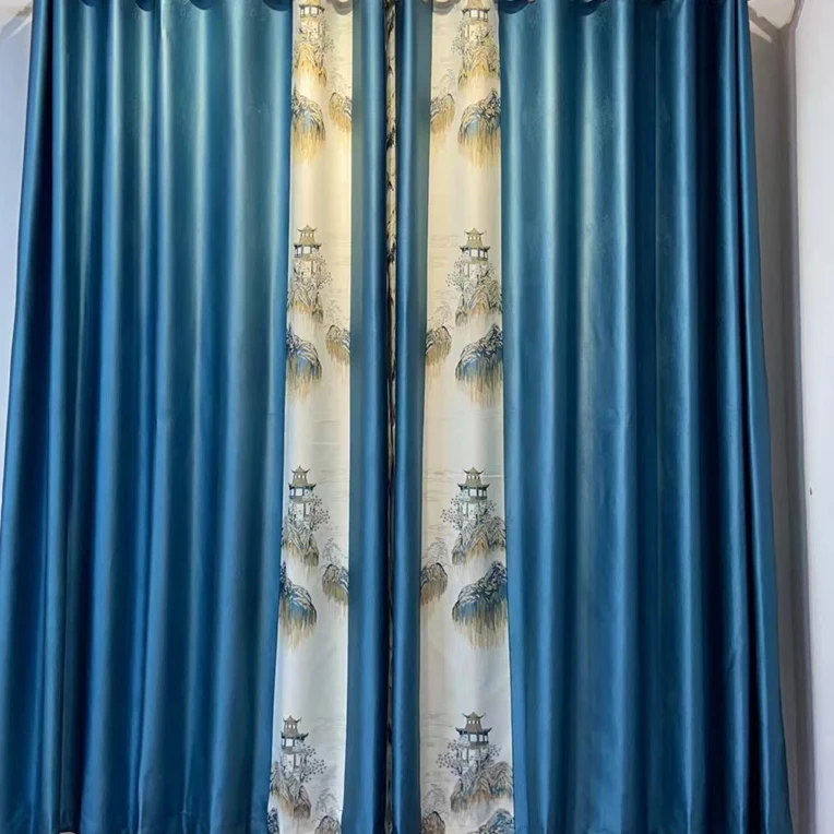 新款无缝拼接遮光窗帘
