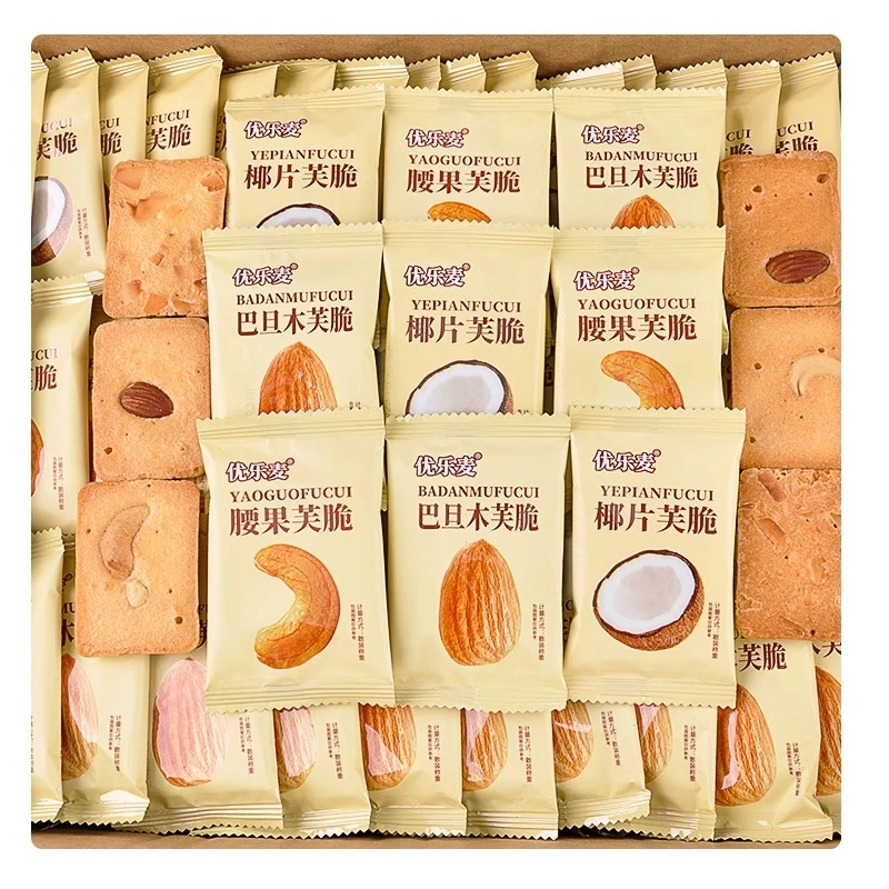 优乐麦坚果巴旦木腰果椰片芙脆饼干干蛋糕宿舍办公室休闲充饥零食
