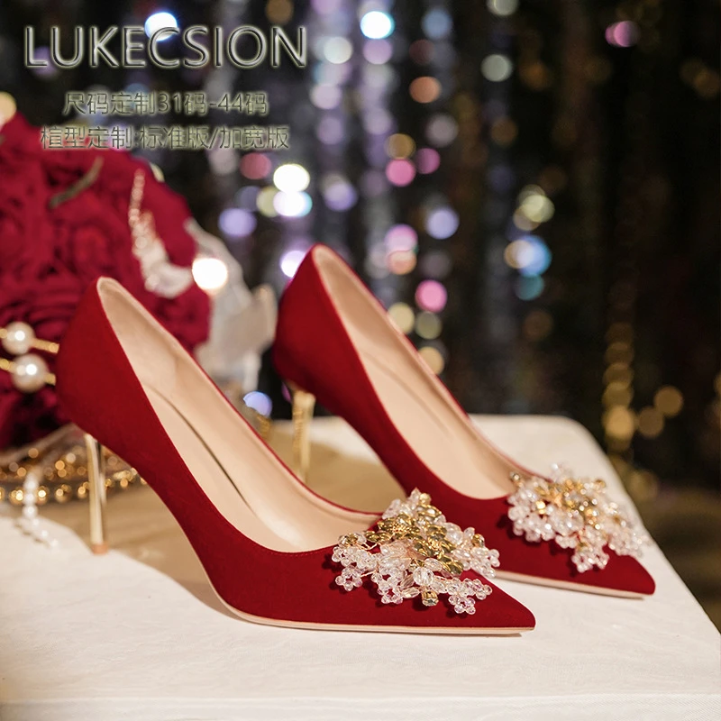 LUKECSION/路客森2023新款高端婚鞋不累脚婚礼新娘结婚爆款高跟鞋