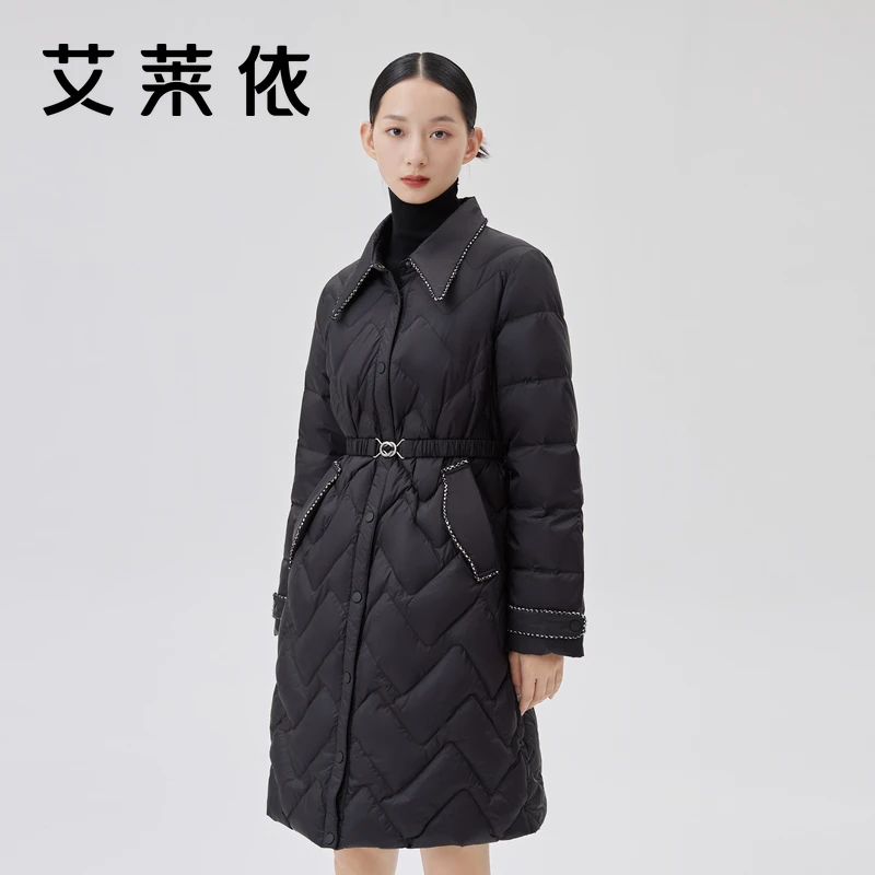 艾莱依小香风羽绒服冬季收腰显瘦时尚休闲爆款中长款女装外套1417