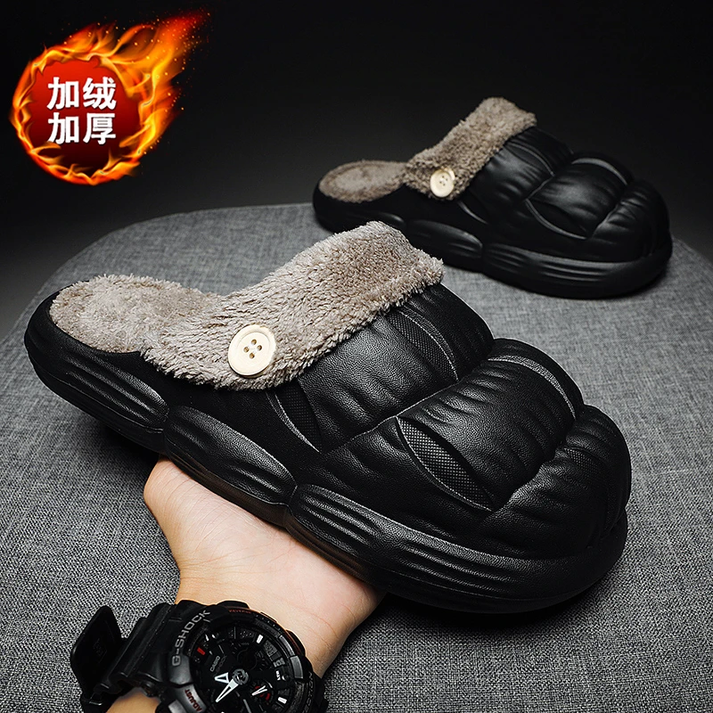 网红爆款棉拖鞋男款冬季外穿加绒保暖居家棉鞋可拆卸防水防滑拖鞋