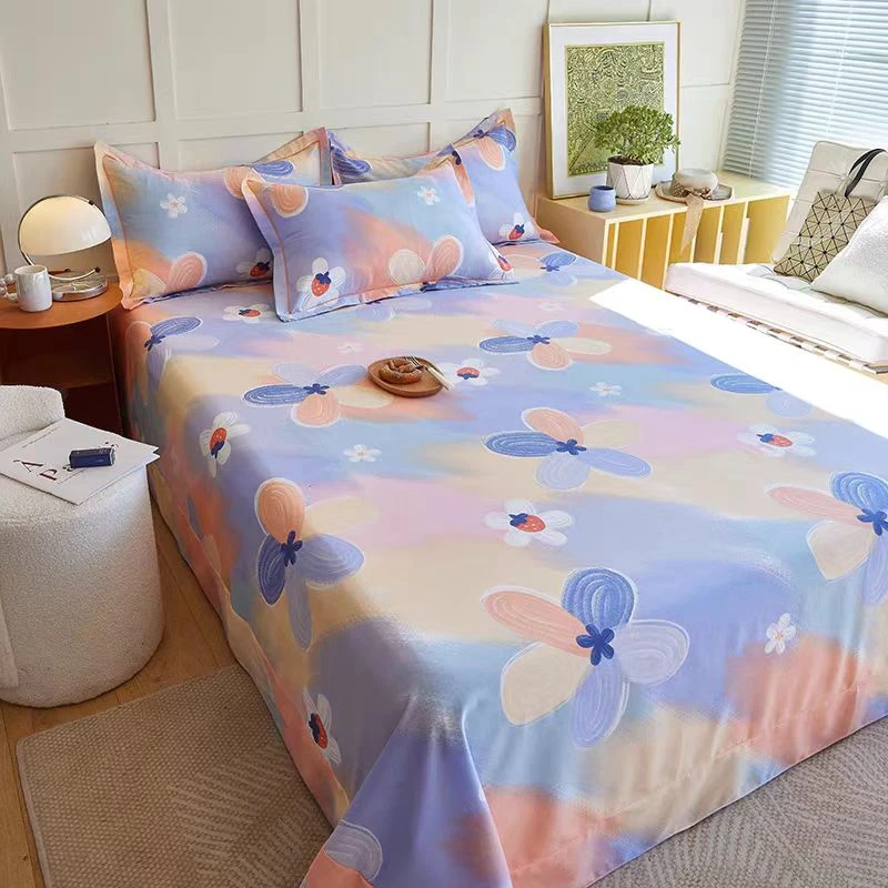 高支高密水洗斜纹面料大尺寸床单【岁月逢花】235*240（±5）