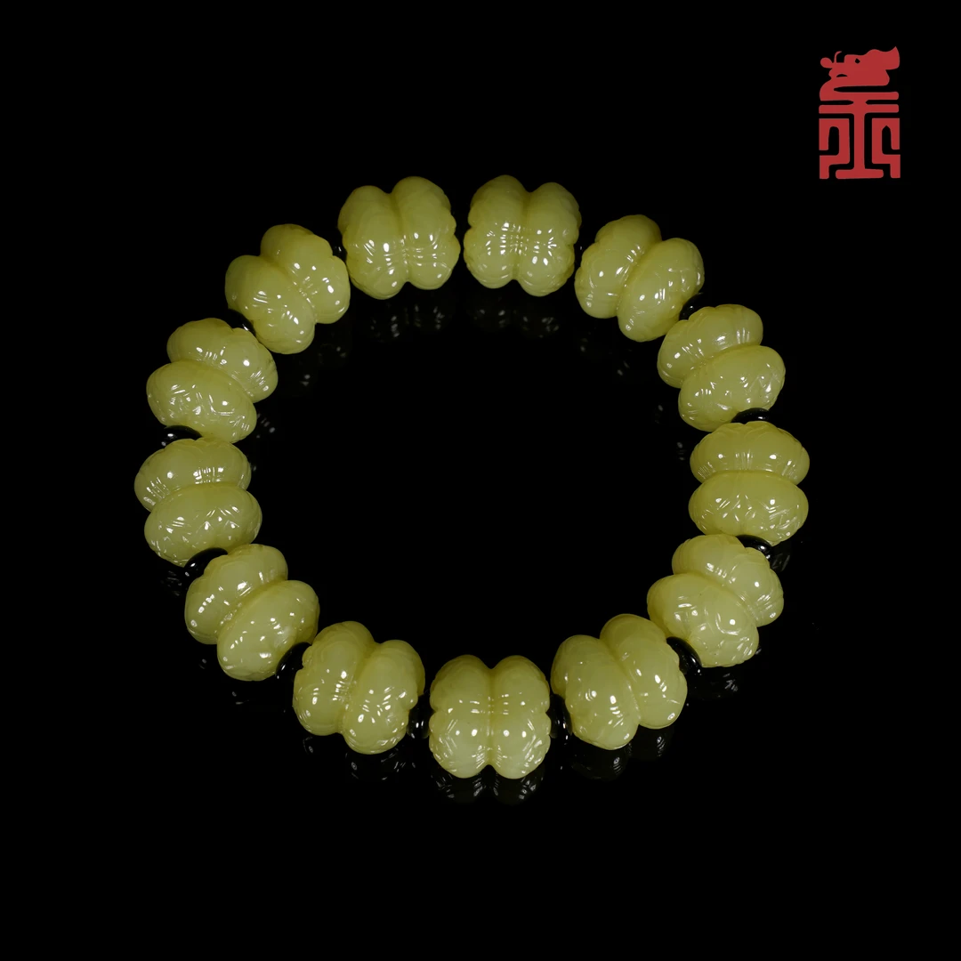 和田玉并蒂莲型手串SC051160051【海派大师玉雕馆】