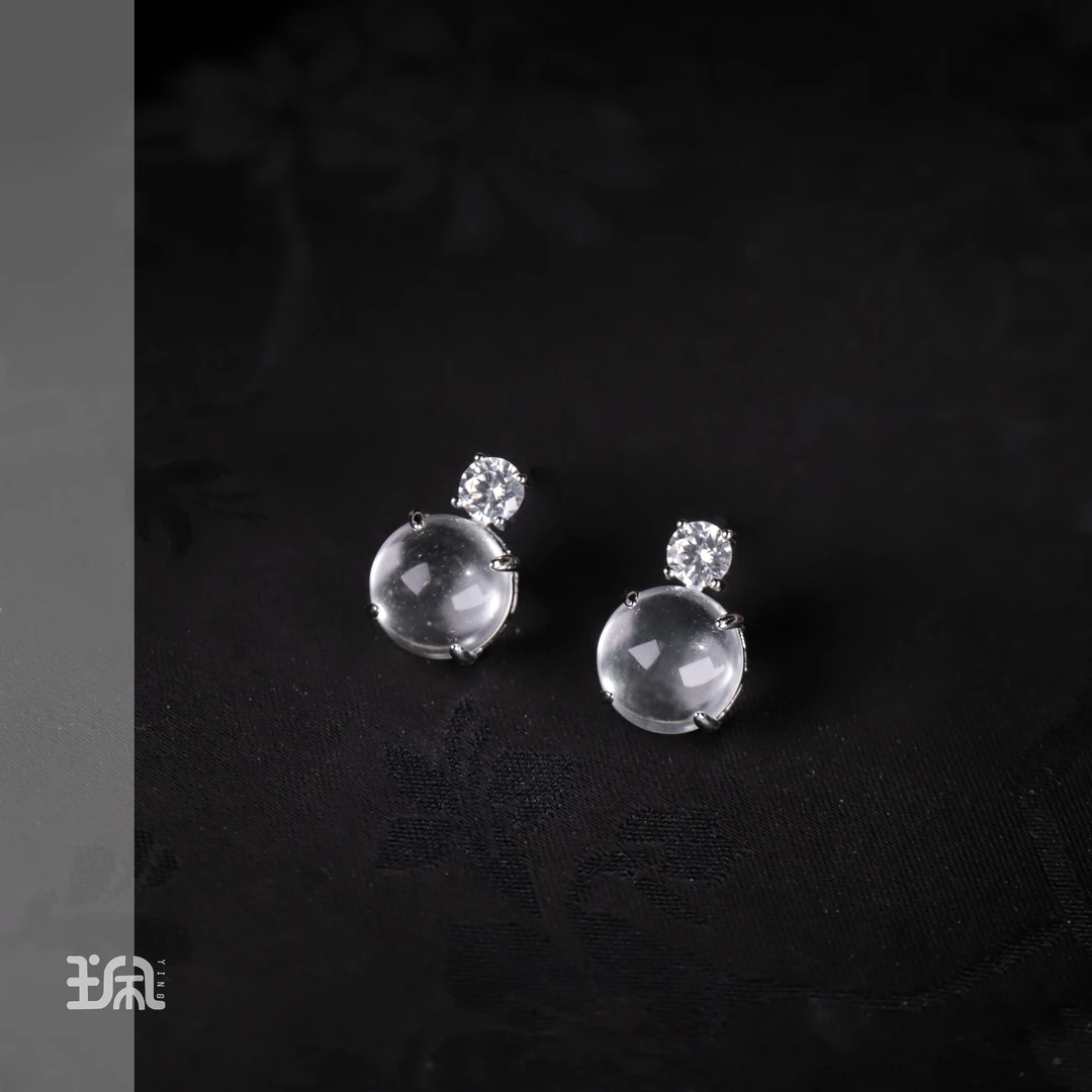 雪音|石英质玉*耳钉*S925银镶嵌PYA24081150多样性发其一