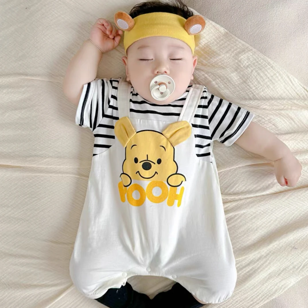 夏天连体衣新生儿婴儿夏季哈衣宝宝短袖爬服卡通短袖哈衣婴童网红