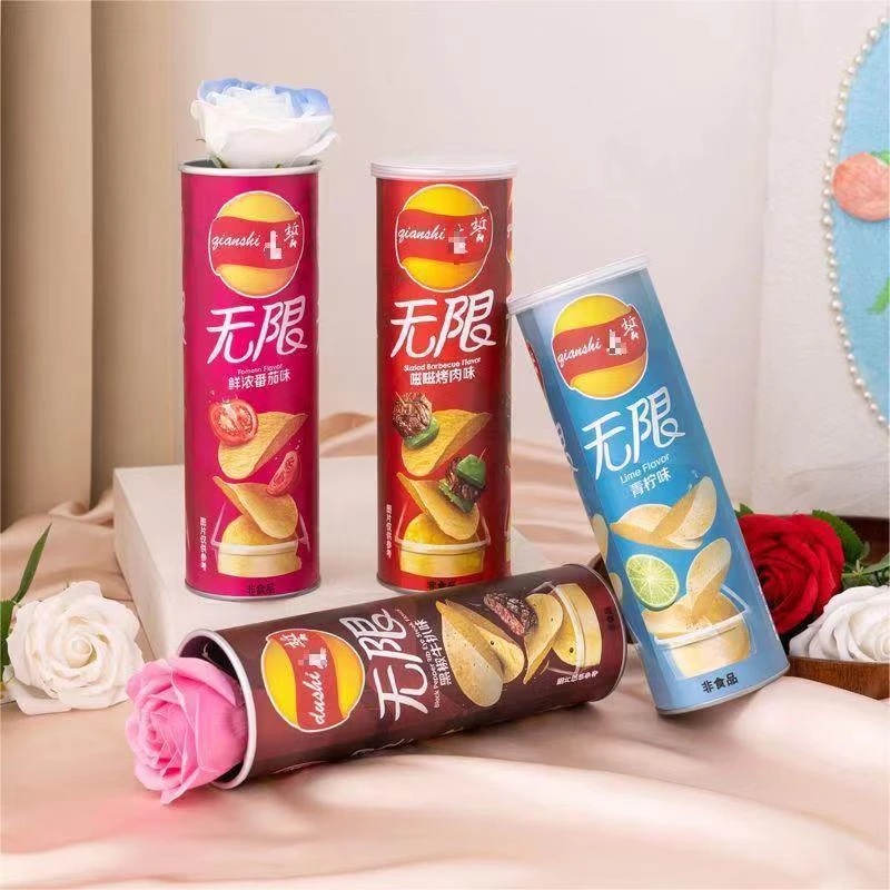 七夕情人节生日礼物薯片桶装玫瑰花女朋友玫瑰花送闺蜜惊喜母亲节