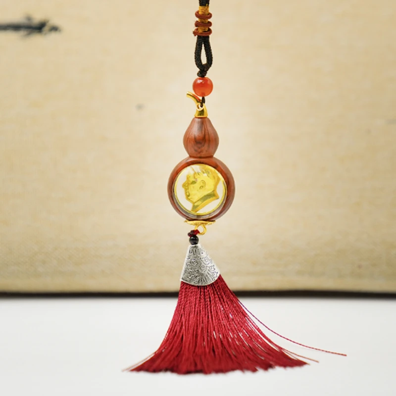 韶念小挂件人物车内汽车纯铜花梨木葫芦伟人挂饰车内饰品车载摆件