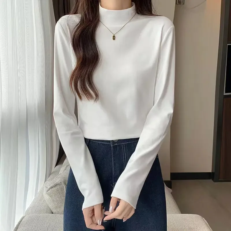 高个子175加长版冬季保暖德绒面料针织衫半高领纯色时尚