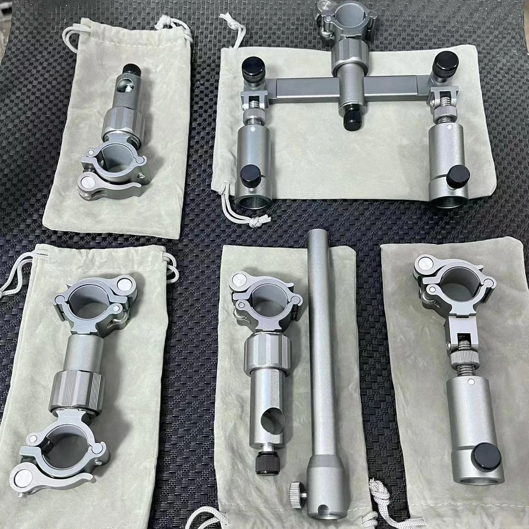 通用钓椅配件欧式炮台支架饵盆鱼护架伞架双炮台万向调节铝合金