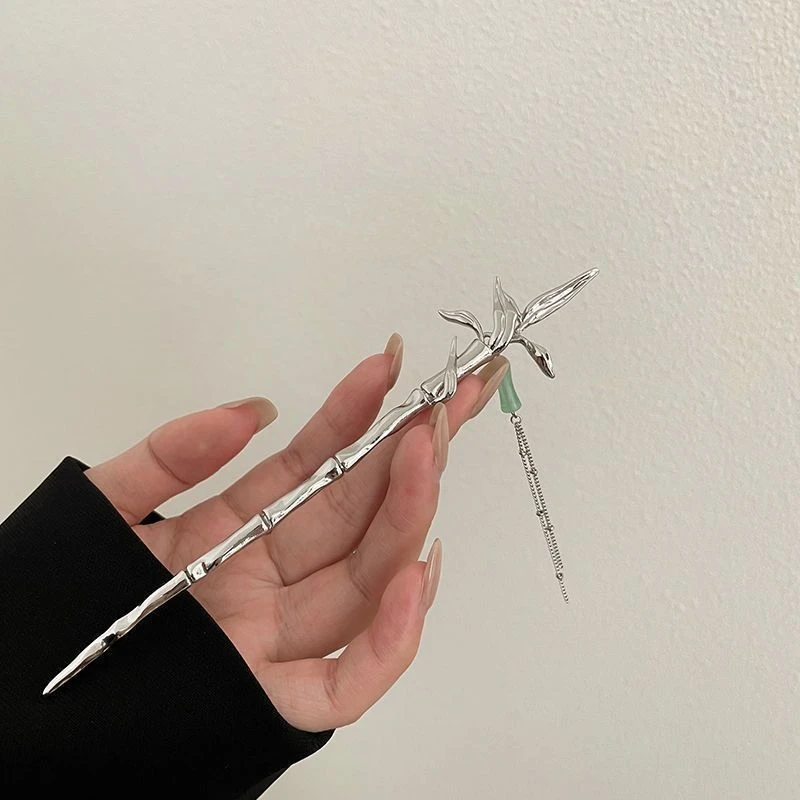 古风复古竹节流苏发簪简约现代高级感发钗盘发丸子diy头发饰ins