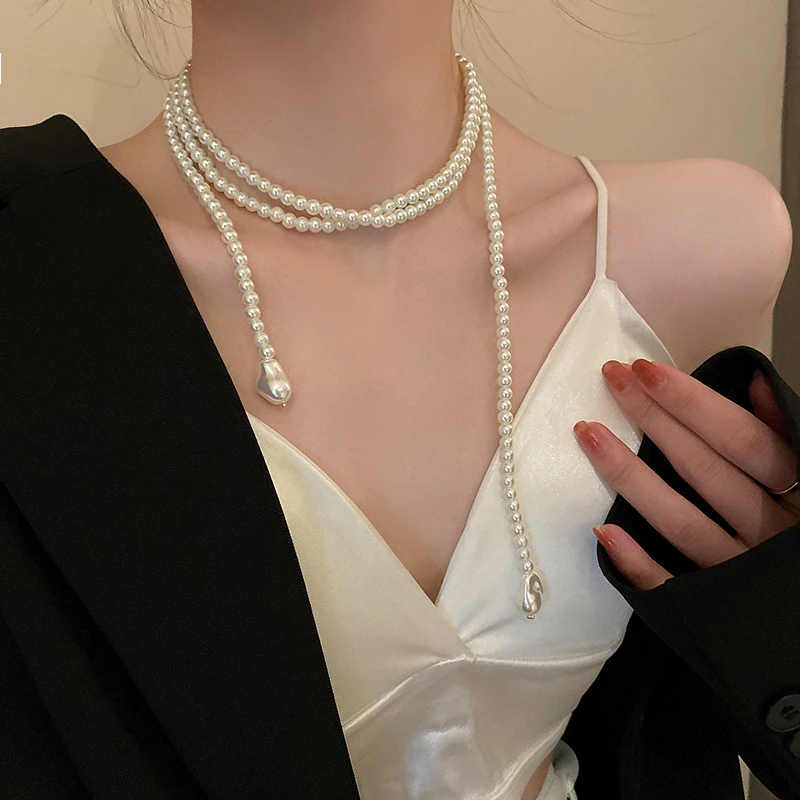 网红同款z珠项链女轻奢小众2023新款爆款长版颈链链条