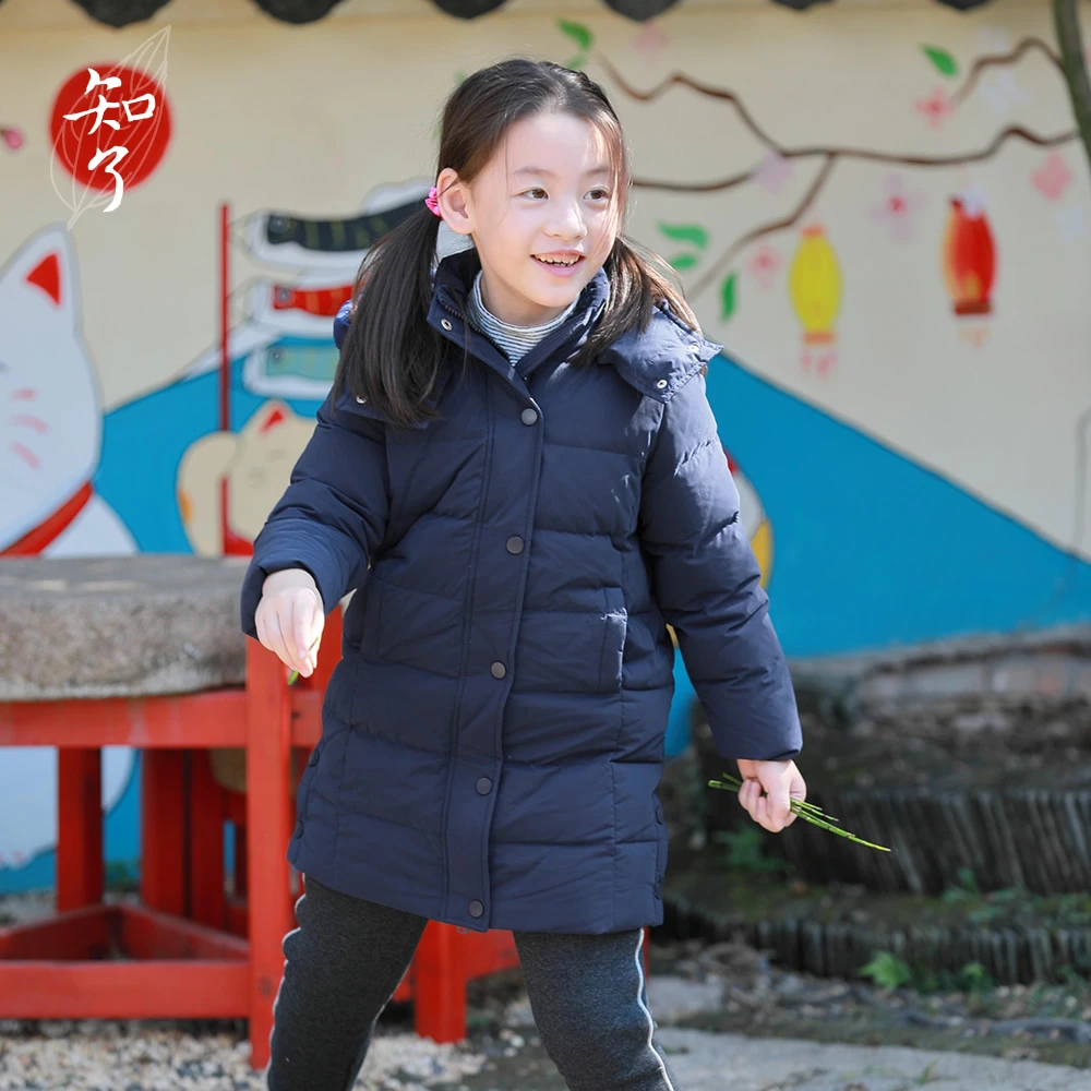 【清仓】知了童装6121 加厚儿童羽绒服中长款连帽羽绒外套冬装女童
