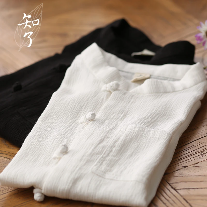 知了童装5218 夏装中式男童全棉立领白衬衣中大童短袖衬衫