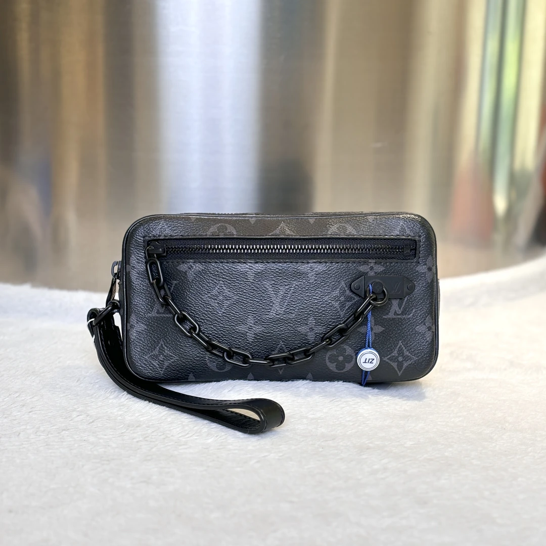 99新 LouisVuitton/路易威登 古有98新LV黑老花手拿包男士0374