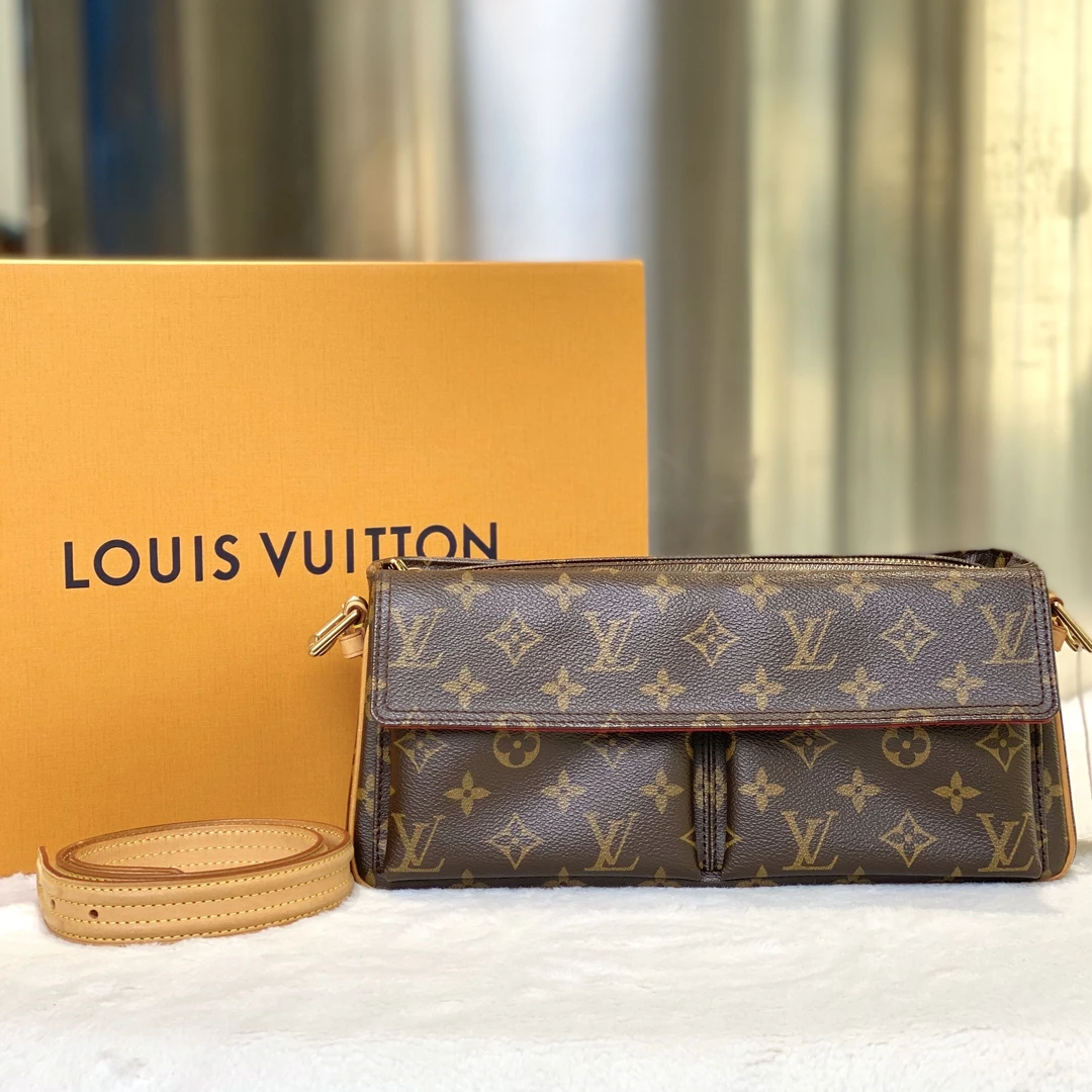 99新 LouisVuitton/路易威登 古有98新LV骆驼小号包斜挎包3011