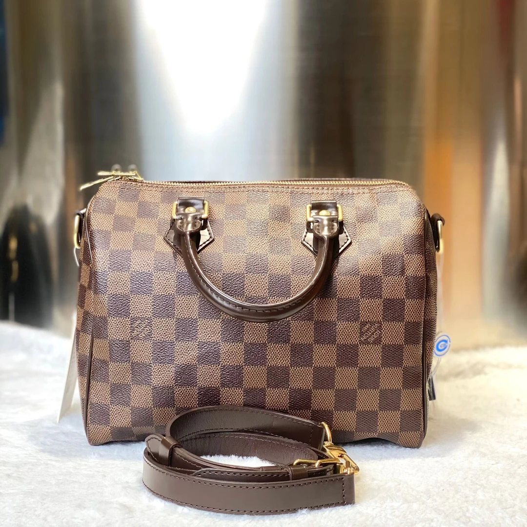 99新 LouisVuitton/路易威登 古有98新25棋盘格枕头肩带款5542