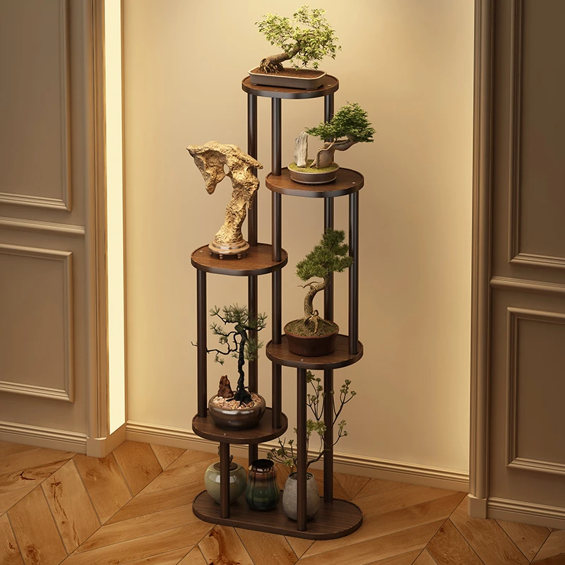 实木花架置物架中式实内落地式新中式木花盆竹仿古客厅吊兰花架子