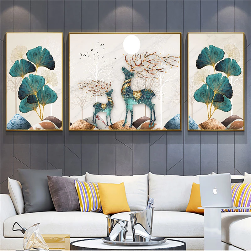 【升级款】《家大叶大》客厅晶瓷镶钻铝合金边框装饰画现代KT43