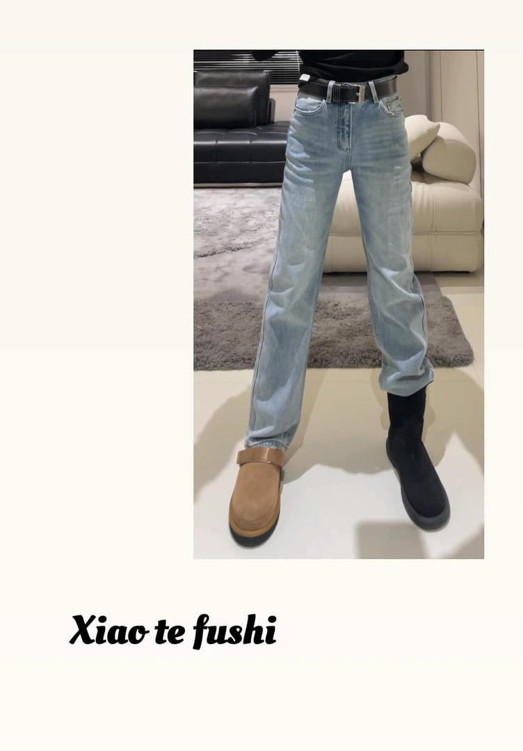 小特 2025早秋窄版直筒牛仔裤蓝色水洗显瘦时尚百搭潮流裤