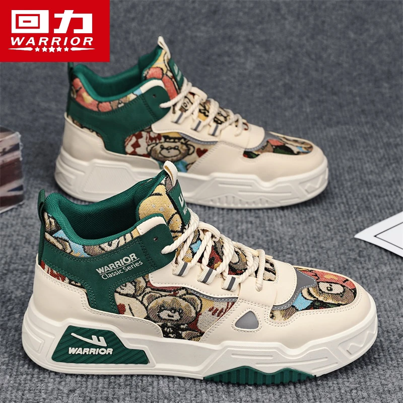 回力男鞋2025冬季新款百搭刺绣国潮运动板鞋青少年高帮耐磨休闲鞋