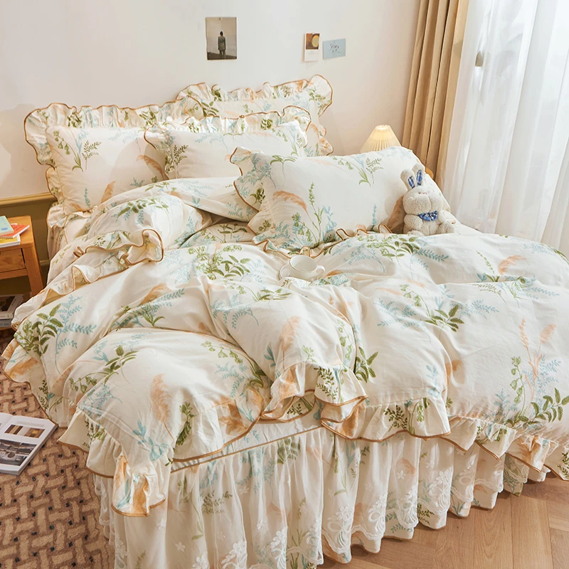 【七七八八专属】纯棉床裙四件套花边被罩全棉被套四季款床上用品
