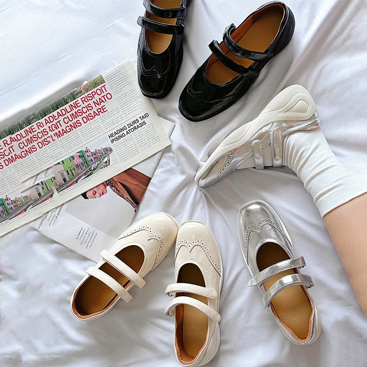 设计师原创2024新款轻松时髦双带玛丽珍休闲百搭平底运动芭蕾单鞋