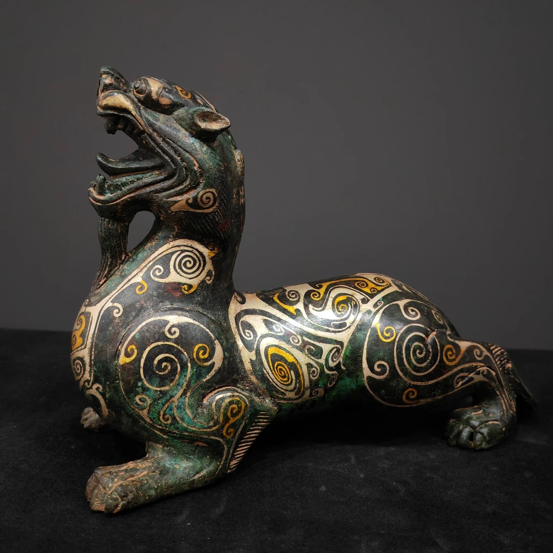 错金银貔貅青铜工艺品仿古摆件 博古架礼品