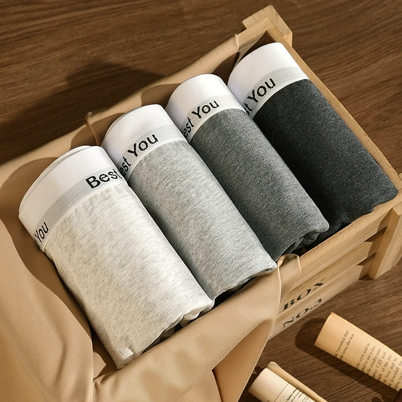 欣遇纯男士内裤纯棉男7A抗菌四角裤全棉裆平角裤男生短裤2024新款