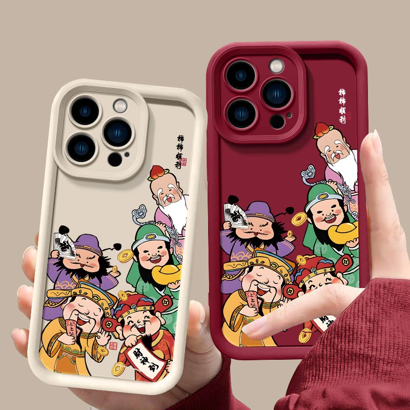 五路财神适用iPhone苹果15ProPlus手机壳15proplus新款软硅胶中国