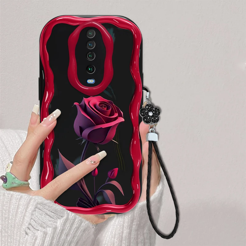 红色玫瑰适用红米k30手机壳全包防摔Redmik30i奶油纹网红新款个性