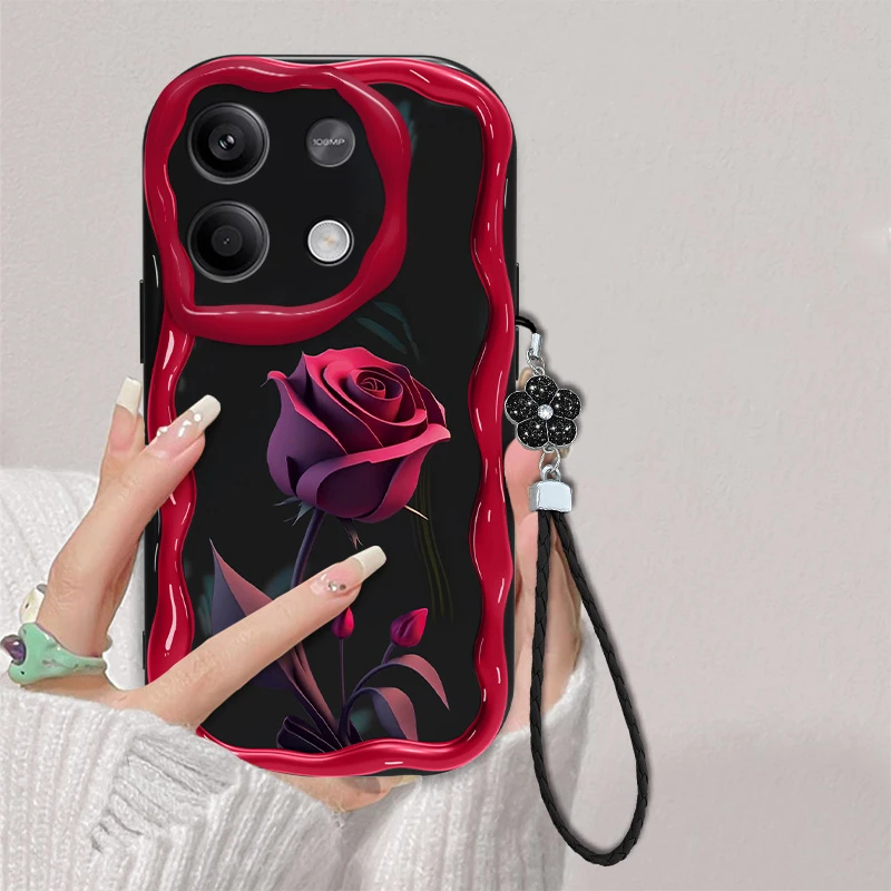红色玫瑰适用红米Note13Pro手机壳全包防摔硅胶奶油纹网红新款软