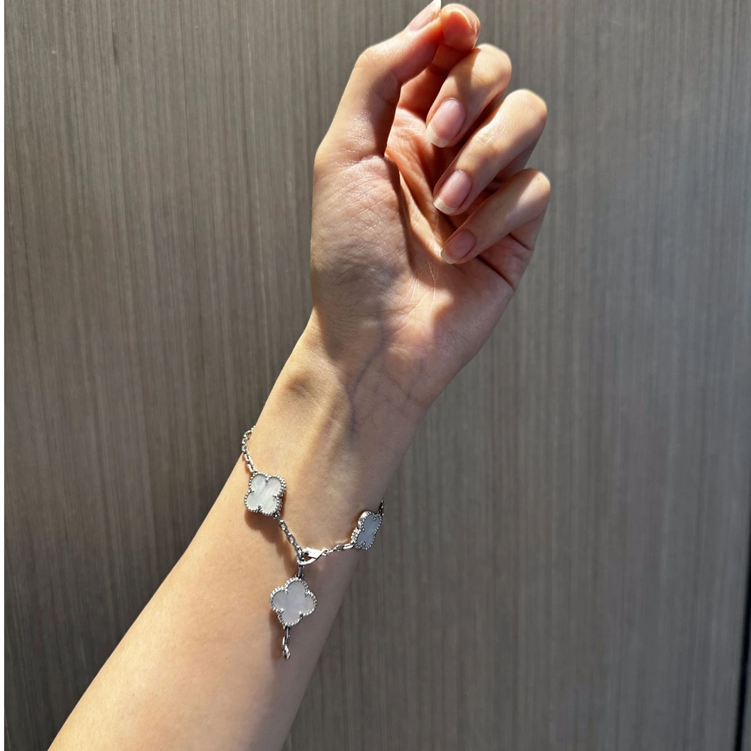 合成金属贝壳手链 银白贝五花手链气质轻奢时尚简约设计感冷淡风