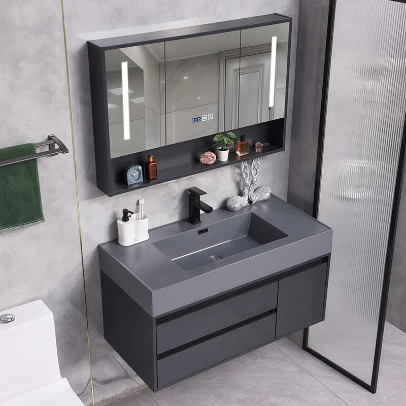 都典浴室柜实木壁柜纳米云岩石简约吊柜卫生间洗手台洗脸盆一体柜