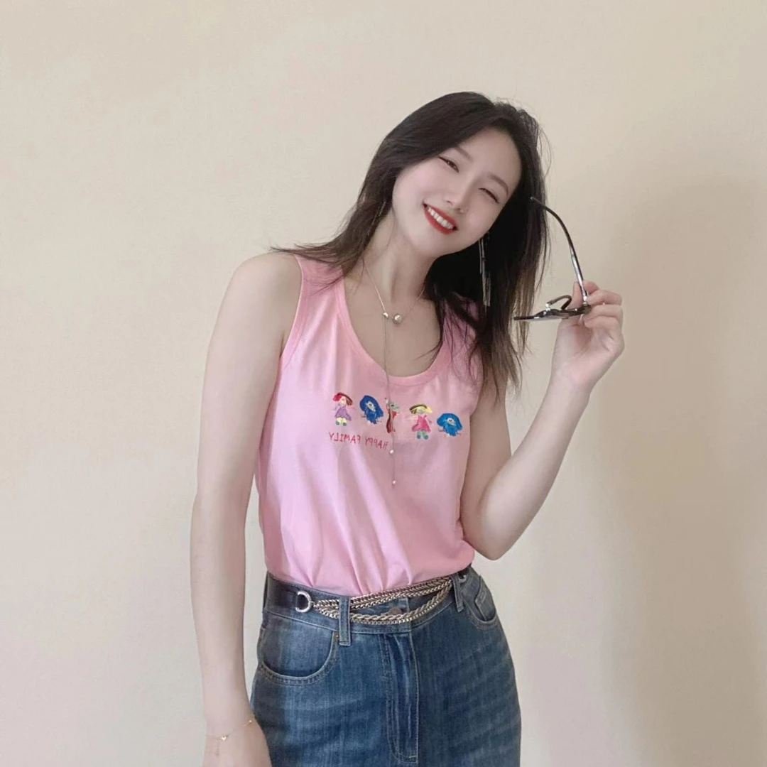 阿玛施AMASS夏季时尚印花百搭修身显瘦无袖背心5300372