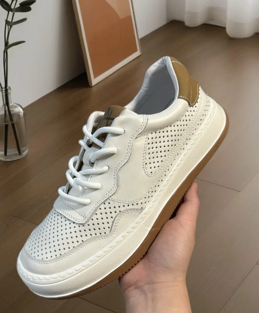 头层牛皮小白鞋男士潮流真皮牛皮百搭舒适透气休闲鞋9008