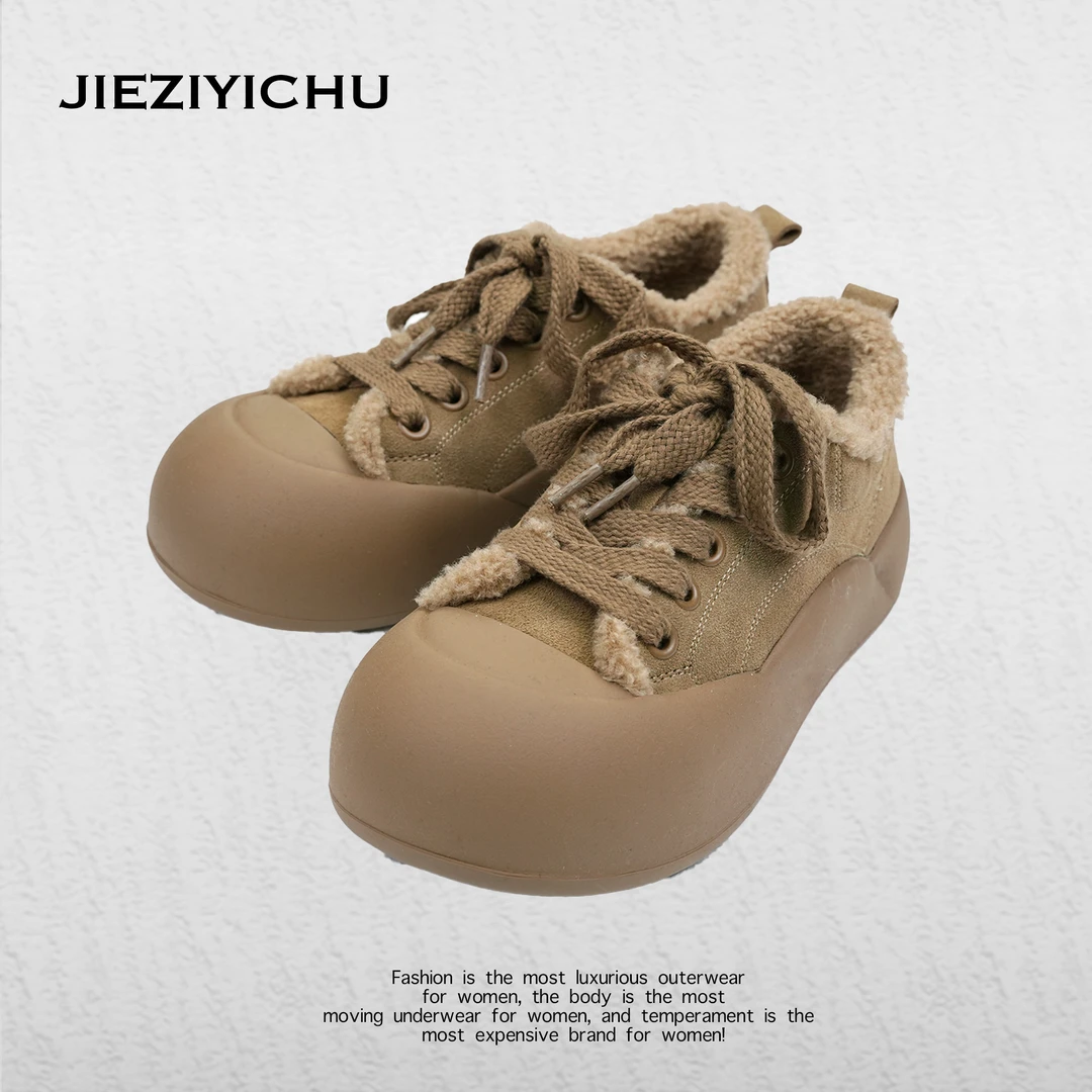 【洁子推荐】韩系冬款加绒加厚松糕底面包休闲鞋