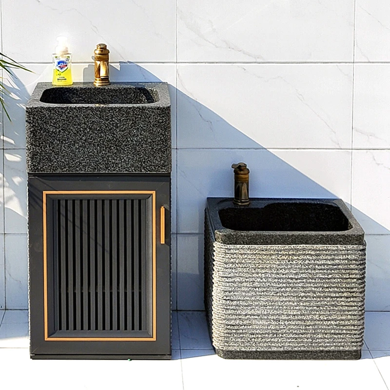 大理石室外洗手池石材洗手台花园水池户外石头立柱洗手盆庭院水槽