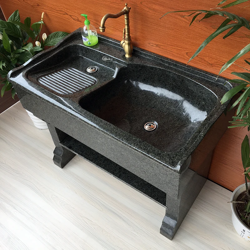 阳台大理石洗衣池花岗岩石头洗衣水槽庭院石材洗手盆洗衣台盆一体