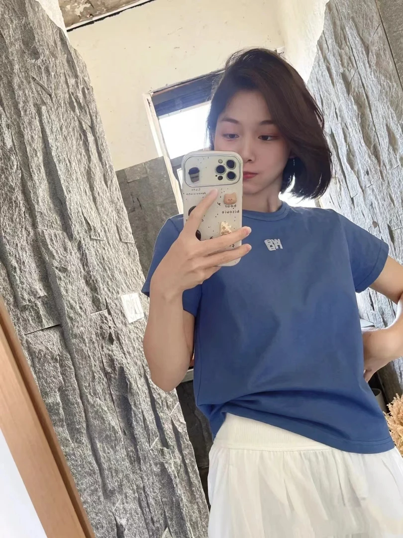 【娜娜活动】  胸口发泡字母 短袖 深蓝