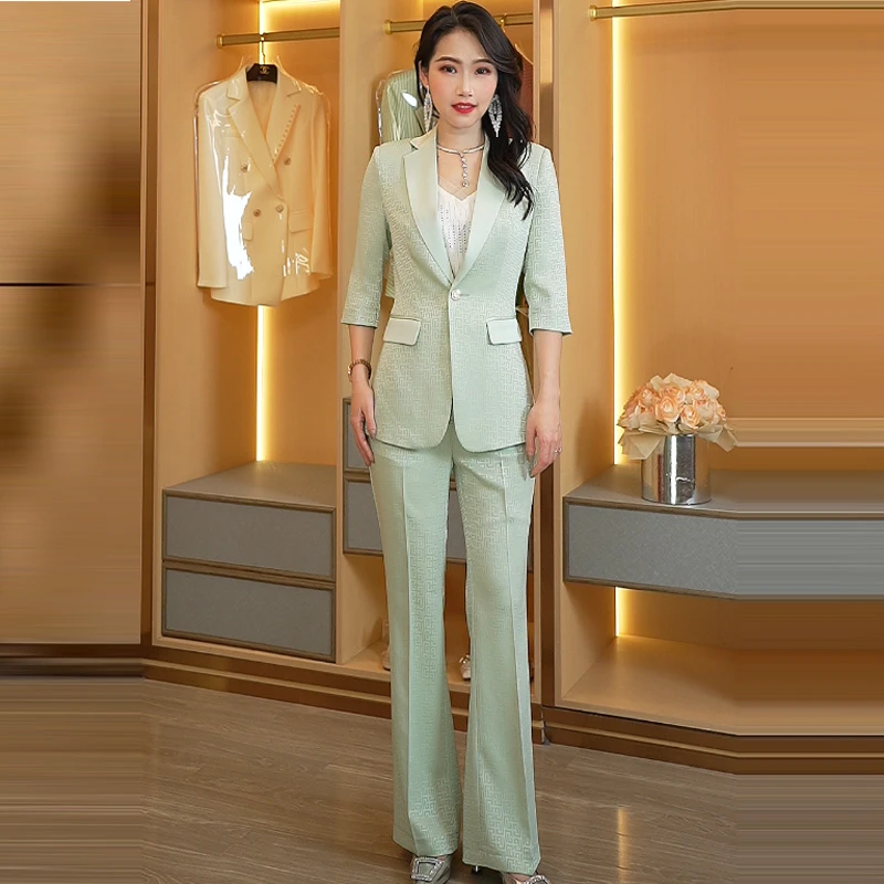 高端西装套装女2025春夏新款时尚阔腿裤高级感职业装休闲西服短袖
