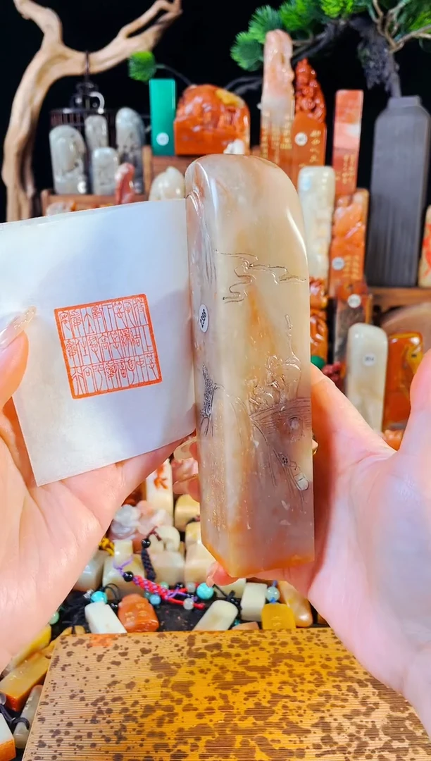 【闪购商品】老挝石印石手工篆刻《发上等愿结中等缘..》3.4