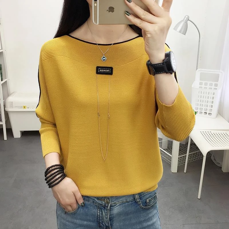 春针织衫女宽松长袖时尚休闲百搭女士洋气显瘦打底衫上衣潮气质