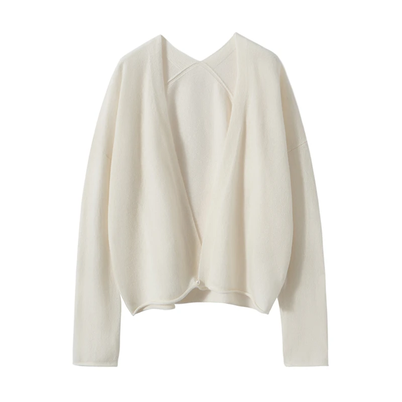 100%纯山羊绒女士珍珠点缀吊带背心女士卷边羊绒开衫珍珠扣套装