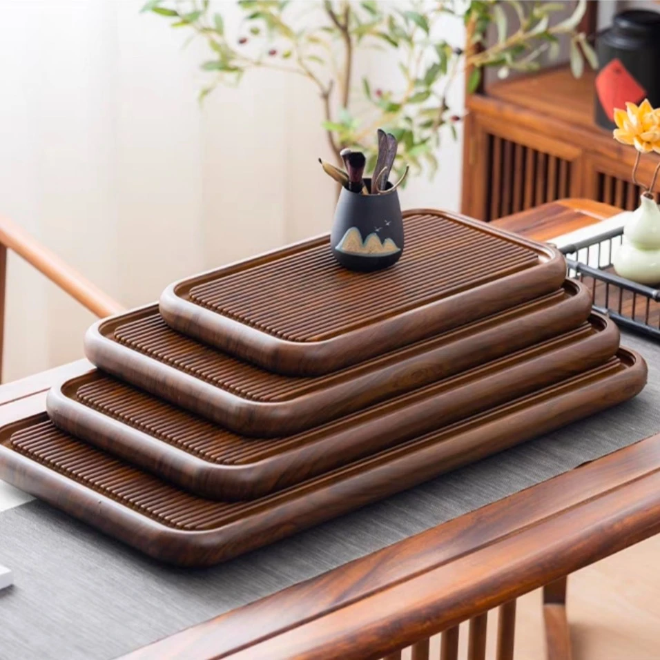 大齐心实木实心茶盘干泡盘简约家用全尺寸新中式长方形干泡台茶盘