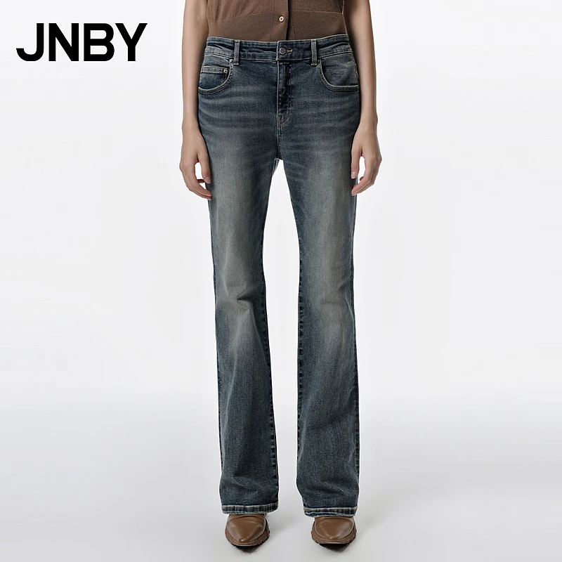 JNBY/江南布衣秋季牛仔裤女修身喇叭裤水洗裤子通勤长裤5N8E11640