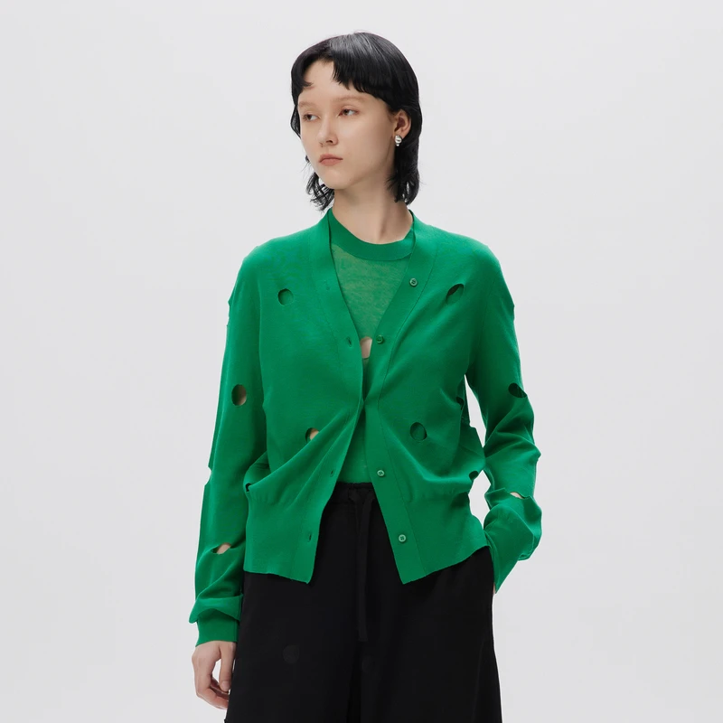 JNBY/江南布衣针织衫女短款开衫休闲时尚镂空简约通勤5N7311570