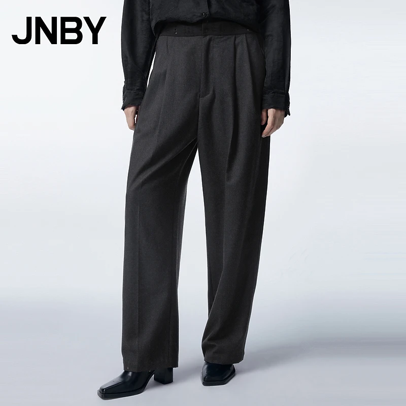 JNBY/江南布衣秋冬休闲裤女士宽松直筒裤子通勤阔腿长裤5N0E13370